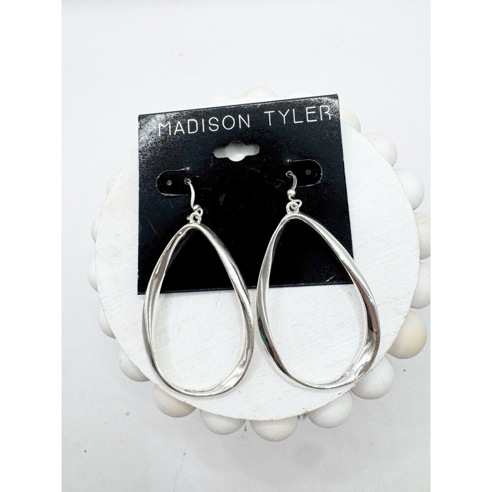 Madison Tyler New Silver Tone Teardrop Dangle Hoops Classic Minimalist